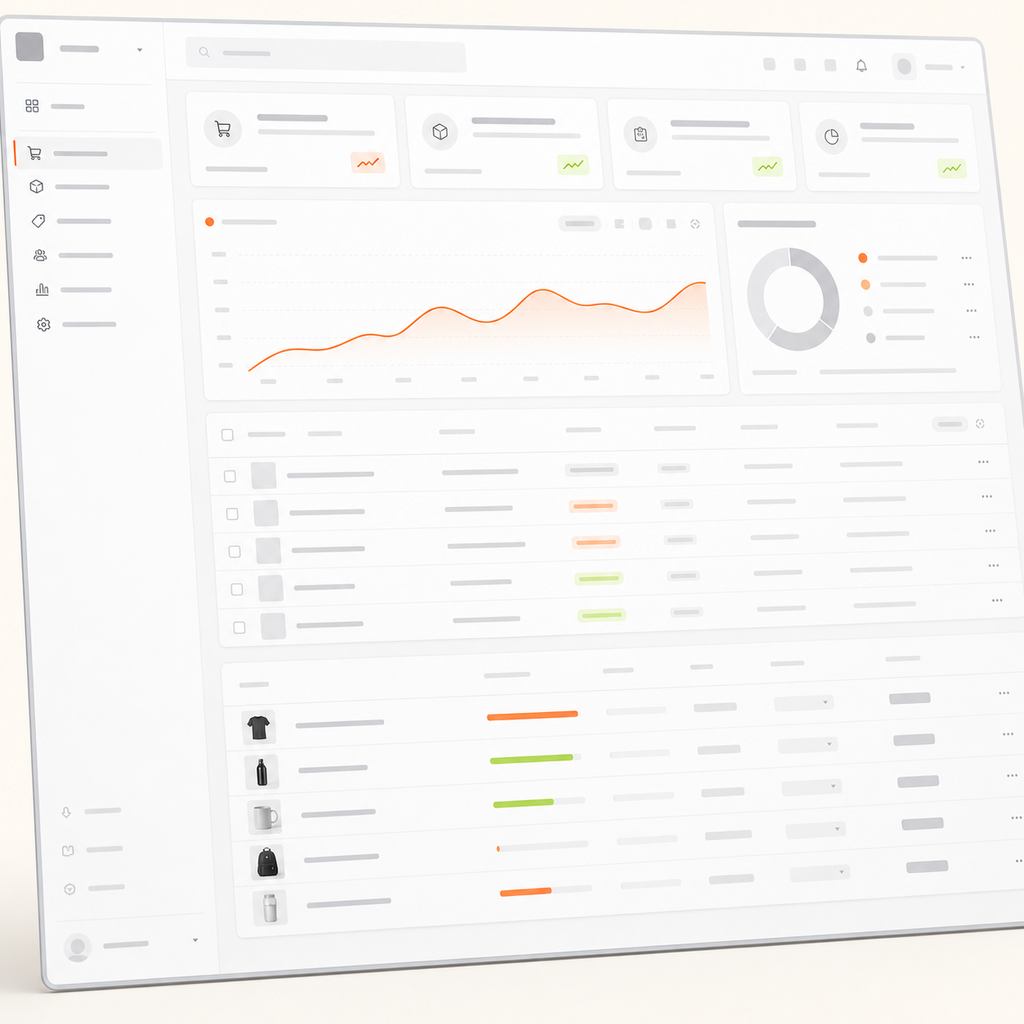 Tableau de bord e-commerce : commandes et gestion du stock