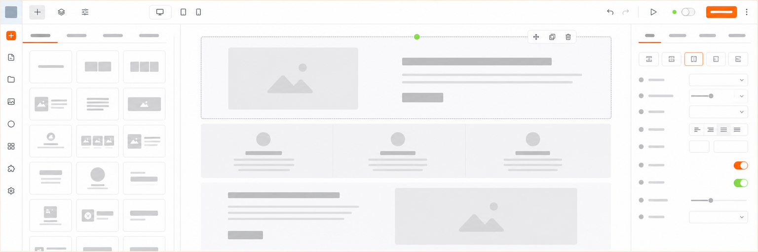 Interface d’édition d’un site web : blocs de contenu et mise en page